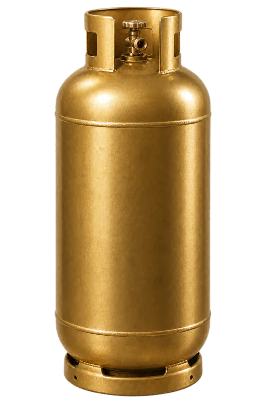 Botijão P45 dourado sem identificação de marca; imagem ilustrativa