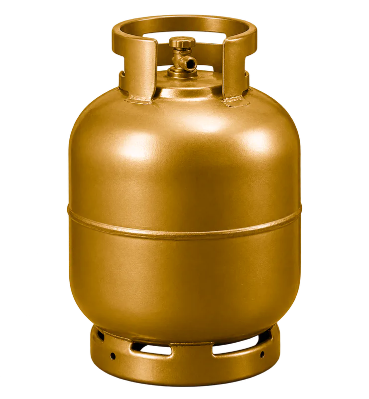 Botijão P5 dourado sem identificação de marca; imagem ilustrativa